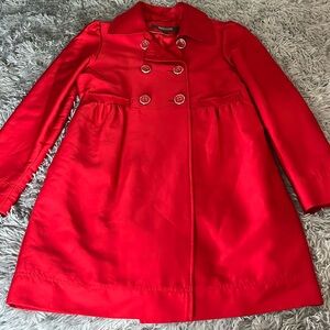 Red peacoat M satin feel peplum flare bright luxurious royalty Kenneth Cole ❤️